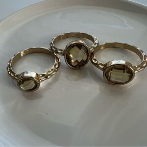 Elegant Gold-Toned Stacking Rings Set of 3 Size 7